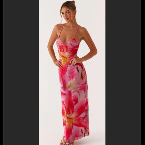 Peppermayo Dresses & Skirts - Peppermayo- Claudie Maxi Dress - White Pink Lilly